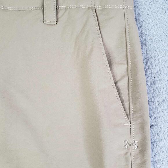 Under Armour UA Golf Shorts Men's Size 36 Khaki Flat Front Performance - Picture 4 of 10